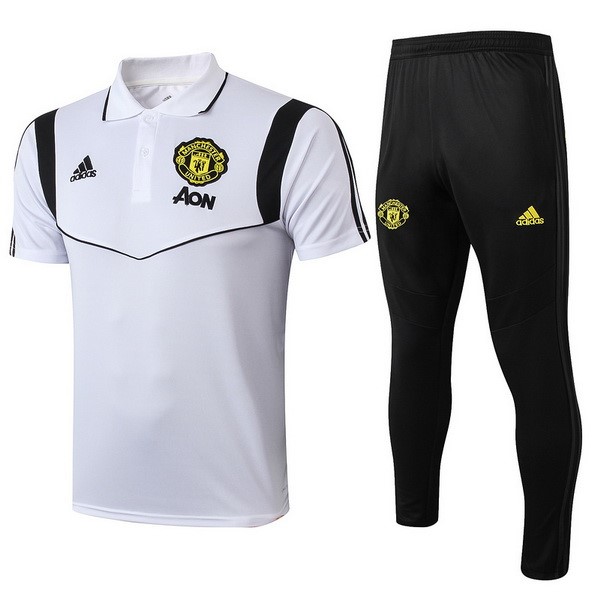 Polo Manchester United Conjunto Completo 2019-2020 Blanco Negro